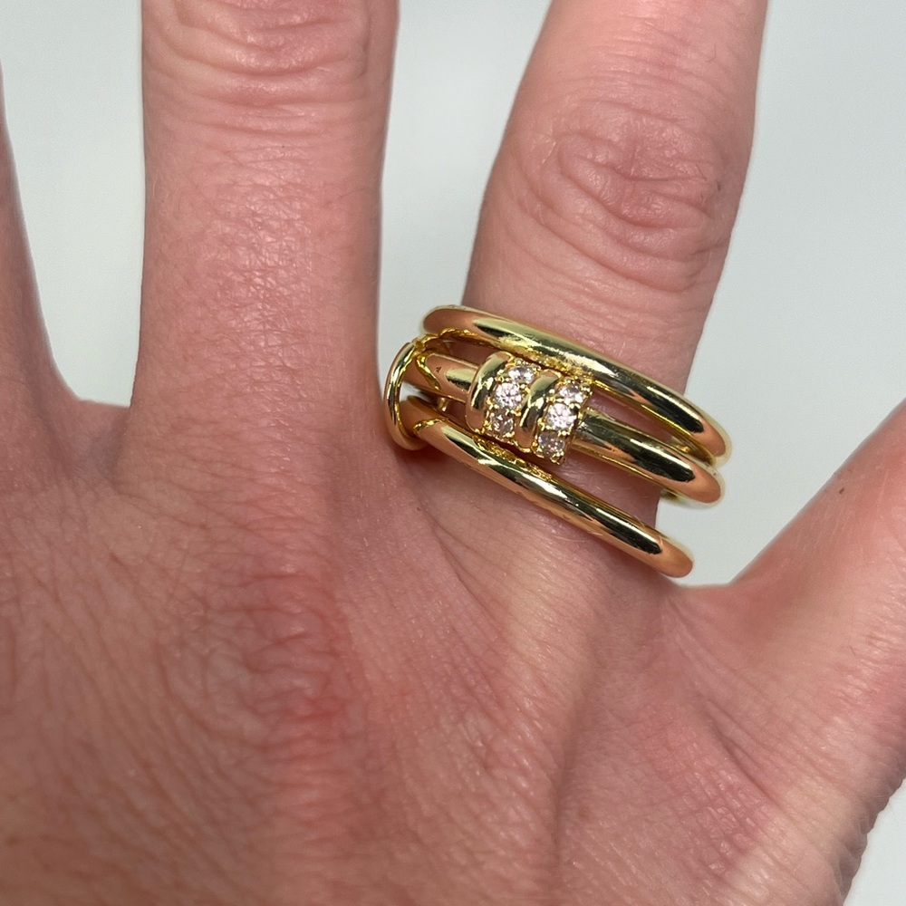 Filmoon Gold Plated Stackable Ring With Rhinestones Size 8 Eight - Picture 7 of 7